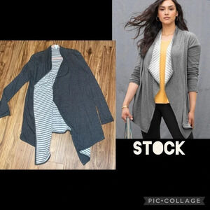 Matilda Jane womens Medium cardigan drape front long sleeve grey Kendra casual